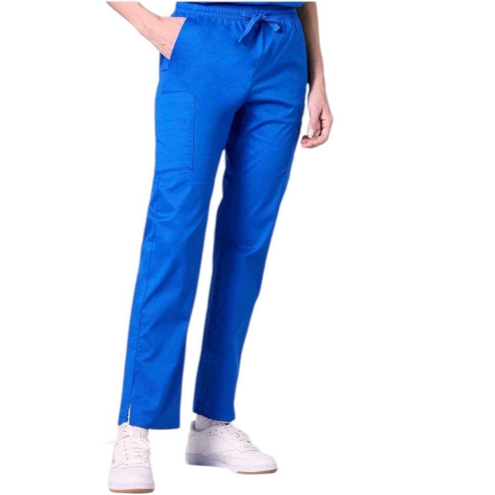 Women’s Scrub Pant Quick-Dry Cargo Pocket Pull-on Waist Stretch Royal Blue NWT - Picture 1 of 4